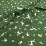 Tessuto Arredo Gobelin H 280 cm - CERVI E STELLE ALPINE/VERDE