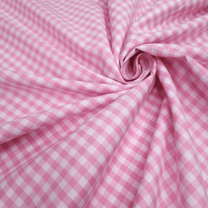Tessuto Cotone POPELINE H 150 cm - QUADRO ROSA