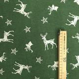 Tessuto Arredo Gobelin H 280 cm - CERVI E STELLE ALPINE/VERDE