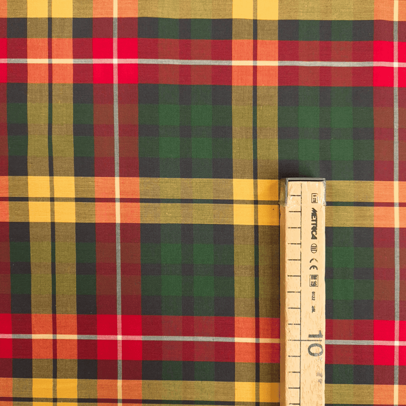 Cotone Percalle H 300 cm - QUADRO GIALLO/ROSSO/VERDE