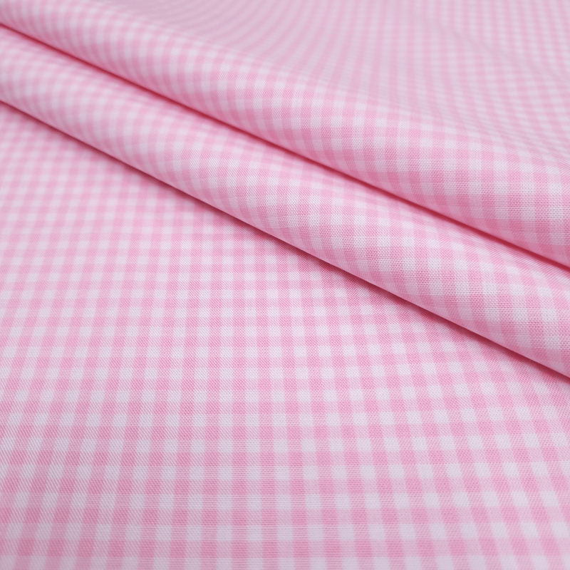 Tessuto Cotone POPELINE H 150 cm - QUADRETTO ROSA