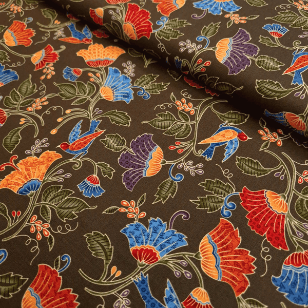 Cotone Americano H 110 cm - UCCELLI DEL PARADISO FLOREALE/VERDONE