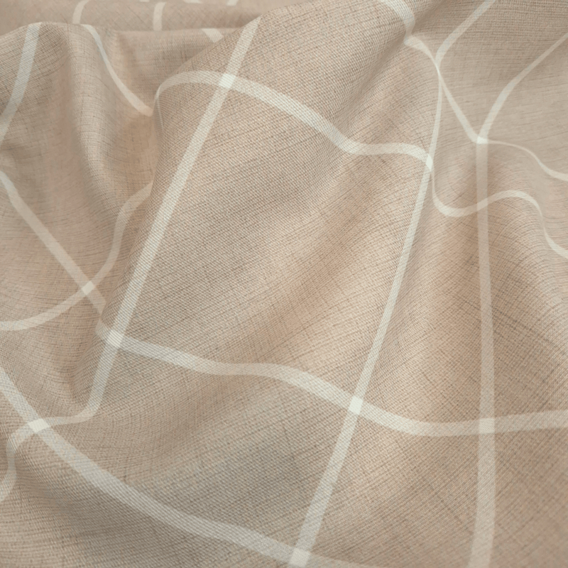 Tessuto no stiro H 150 cm - LINEE BIANCHE/BEIGE