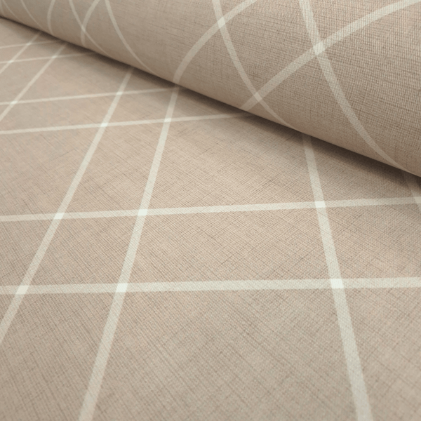 Tessuto no stiro H 150 cm - LINEE BIANCHE/BEIGE
