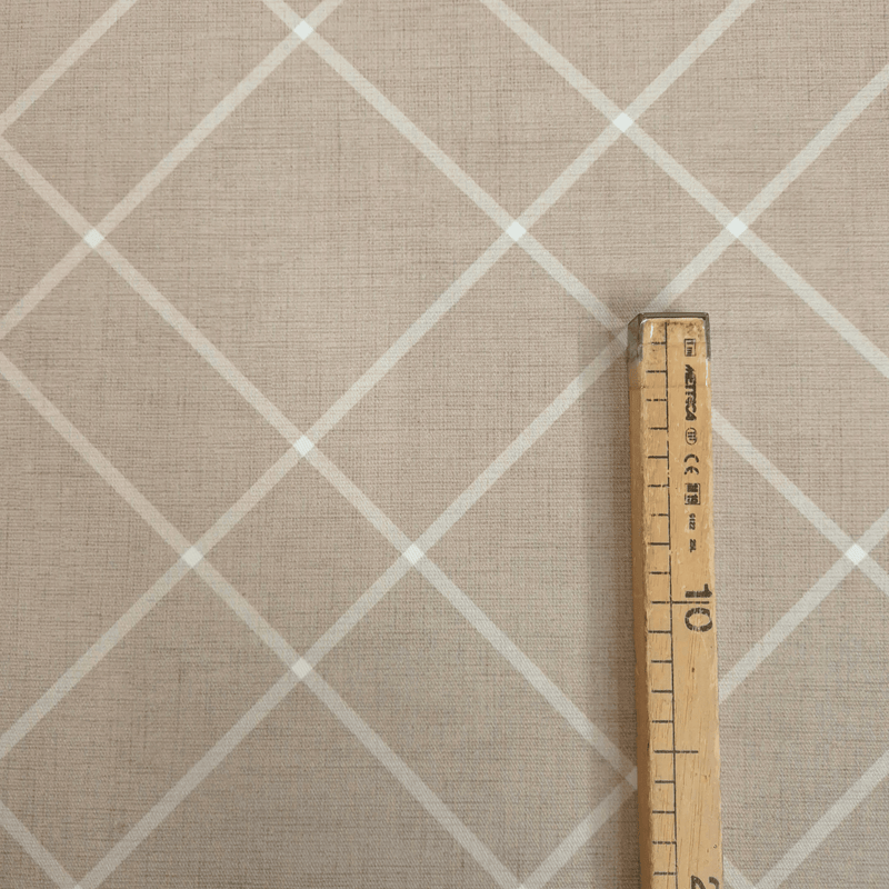 Tessuto no stiro H 150 cm - LINEE BIANCHE/BEIGE