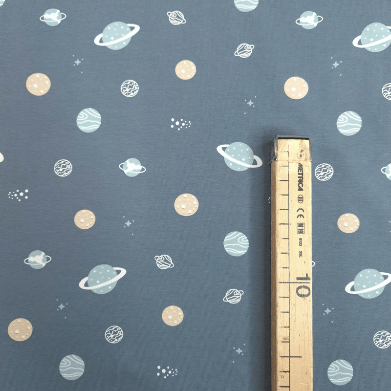 Jersey di Cotone H 150 cm - PIANETI/POLVERE SCURO