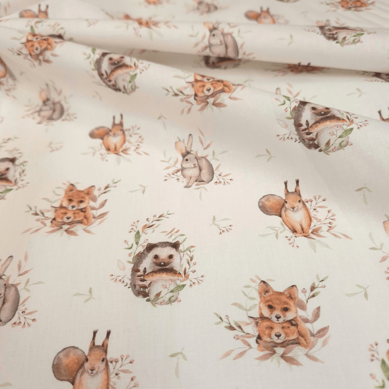 Tessuto Cotone H 140 cm - ANIMALI DEL BOSCO