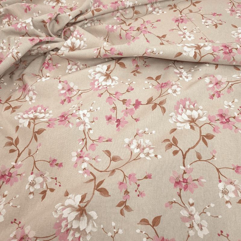 Rohbaumwolle H 280 cm - ROSA BLUMEN