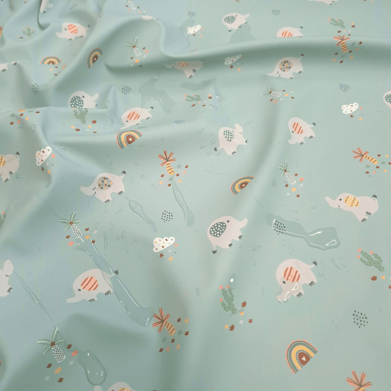 Tessuto Impermeabile H 145 cm - ELEFANTINI/MENTA