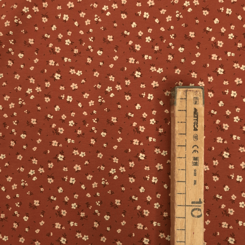 Jersey di Cotone H 150 cm - MINI FIORELLINI/BRUCIATO
