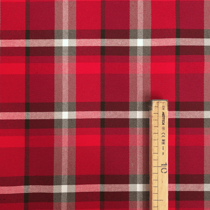 Tessuto Arredo M. Cotone H 280 cm - QUADRO ROSSO/GRIGIO