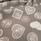 Tessuto Arredo Gobelin H 280 cm - CUORI/GRIGIO