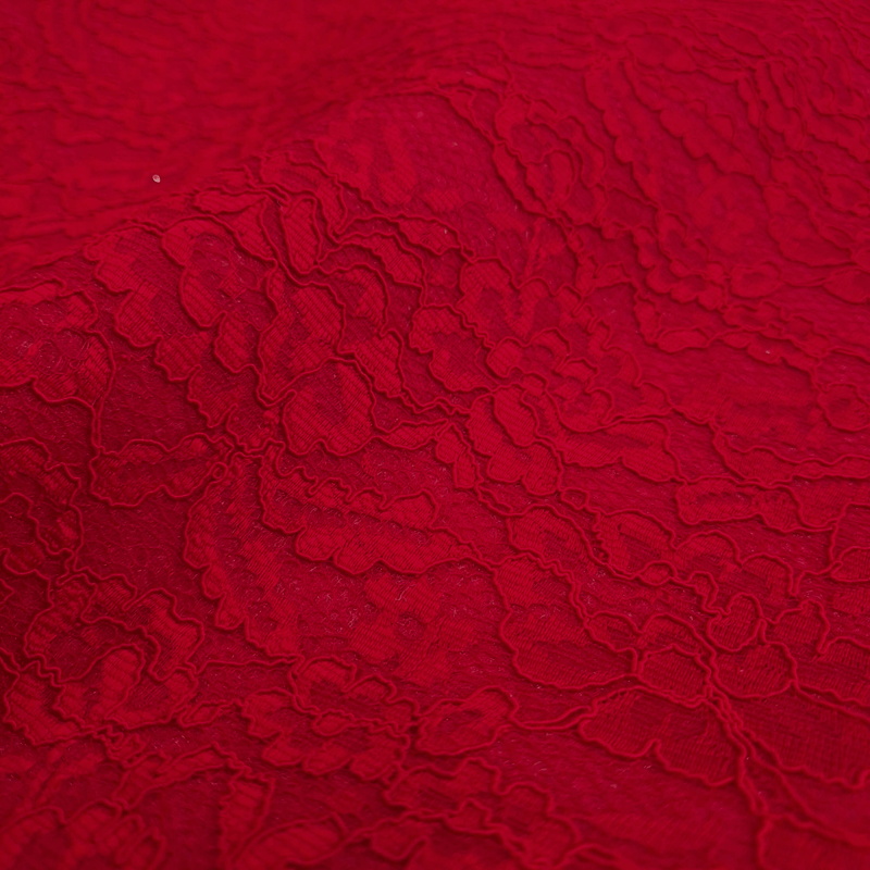 Feltro Lana con Pizzo H 135 cm - ROSSO