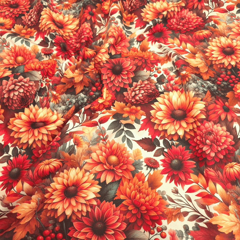 Cotone Fondo Panama Stampa Digitale H 280 cm - AUTUNNO FIORITO