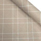 Tessuto no stiro H 150 cm - LINEE BIANCHE/BEIGE