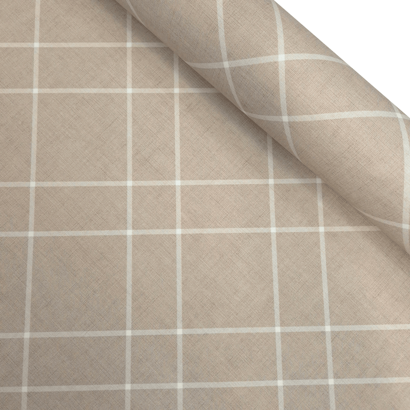 Tessuto no stiro H 150 cm - LINEE BIANCHE/BEIGE