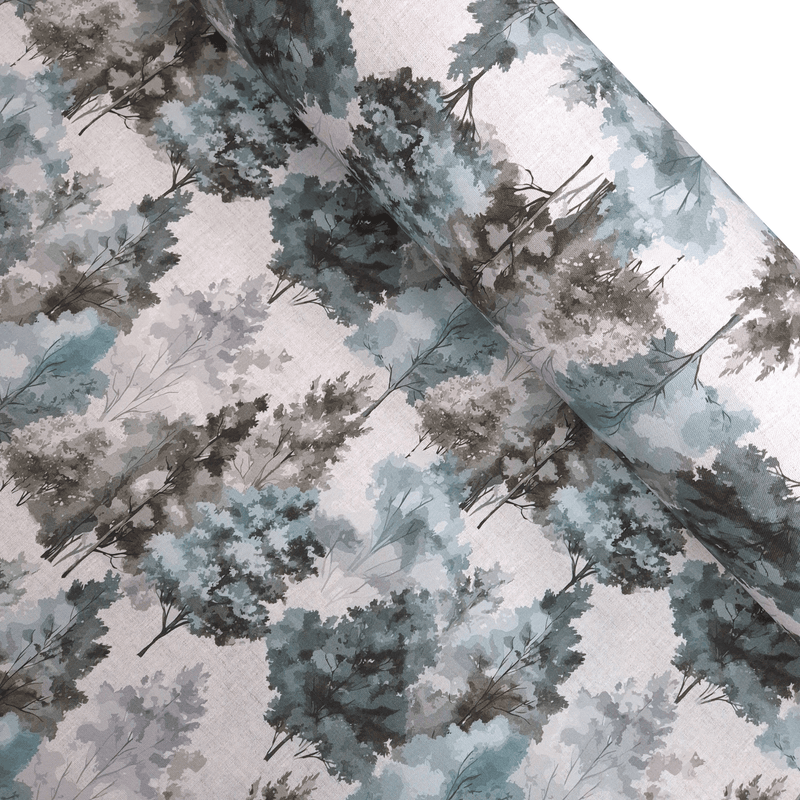 Cotone Fondo Panama Digital H 280 cm - ALBERI/AZZURRO
