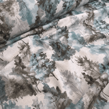 Cotone Fondo Panama Digital H 280 cm - ALBERI/AZZURRO