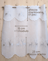 Tenda a vetro ricamata - CERVI GRIGI E MONTAGNE