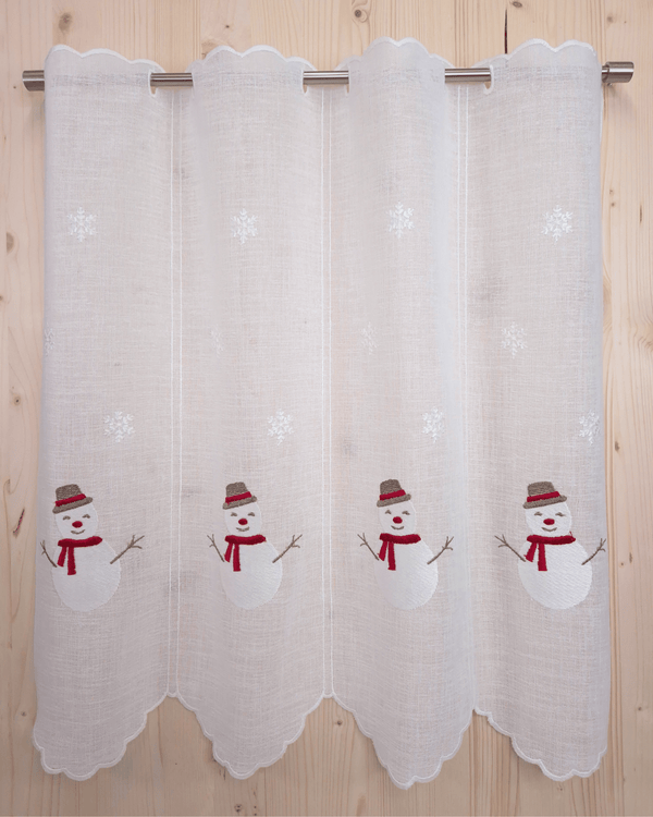 Tenda a vetro ricamata - PUPAZZO DI NEVE