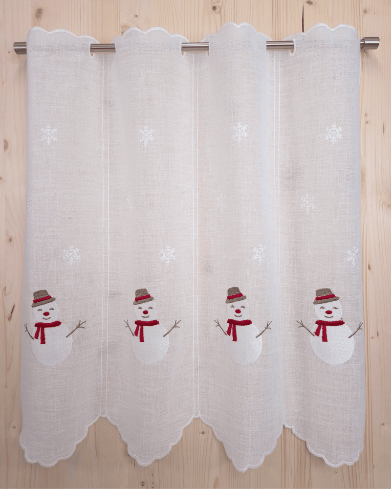 Tenda a vetro ricamata - PUPAZZO DI NEVE