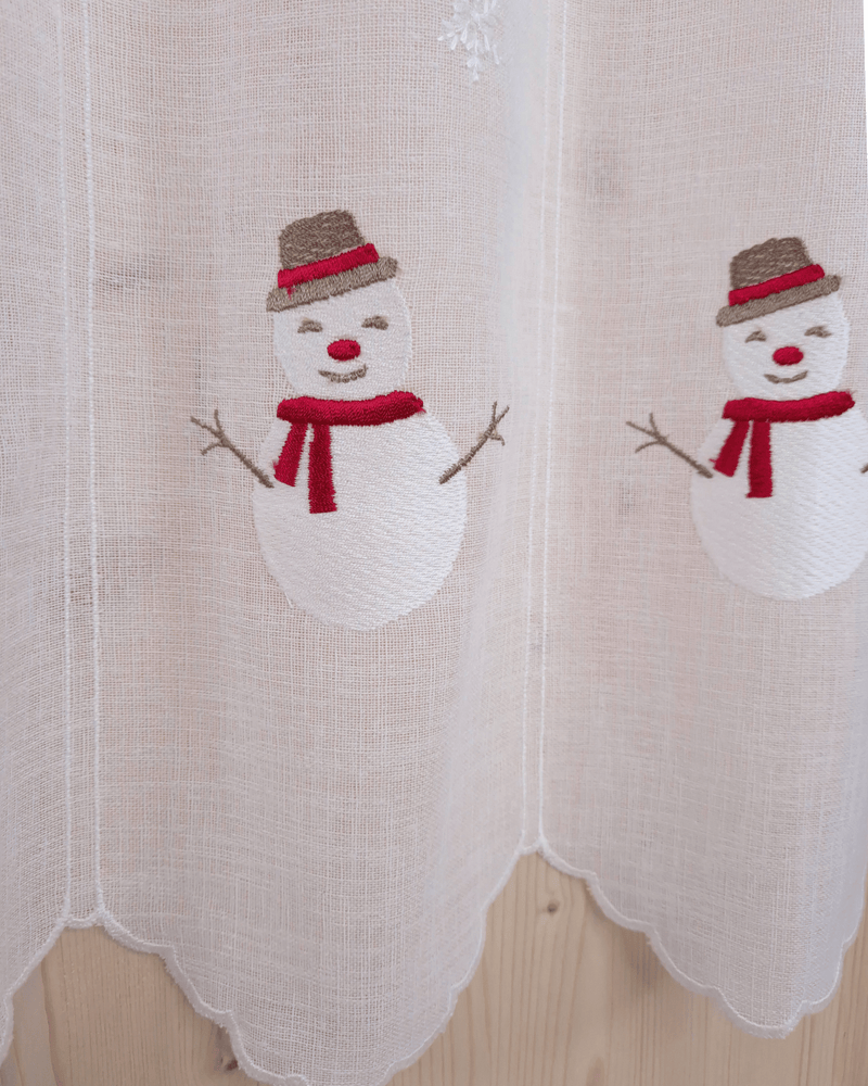Tenda a vetro ricamata - PUPAZZO DI NEVE