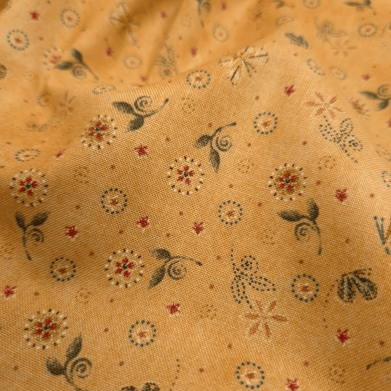 Cotone Americano H 110 cm - FIORELLINI E FARFALLE/BEIGE