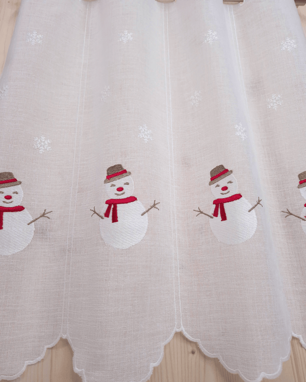 Tenda a vetro ricamata - PUPAZZO DI NEVE