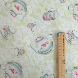 Tessuto Cotone H 150 cm - PORCELLANE/VERDE