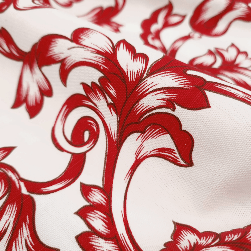 Cotone Fondo Panama H 150 cm - MOTIVO DAMASCATO ROSSO