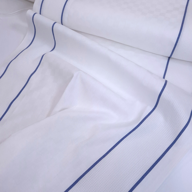 Tessuto per Asciugapiatti Doppio Bordo Aida H 60 cm - BIANCO RIGHETTA BLU