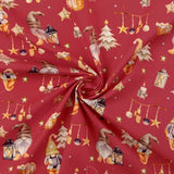 Cotone Natale H 145 cm - GNOMI SOTTO LE STELLE/ROSSO