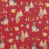 Cotone Natale H 145 cm - GNOMI SOTTO LE STELLE/ROSSO
