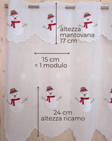 Tenda a vetro ricamata - PUPAZZO DI NEVE
