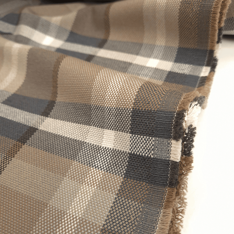 Tessuto Arredo M. Cotone H 280 cm - QUADRO BLU/TORTORA