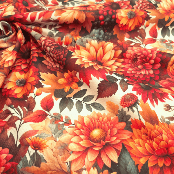 Cotone Fondo Panama Stampa Digitale H 280 cm - AUTUNNO FIORITO