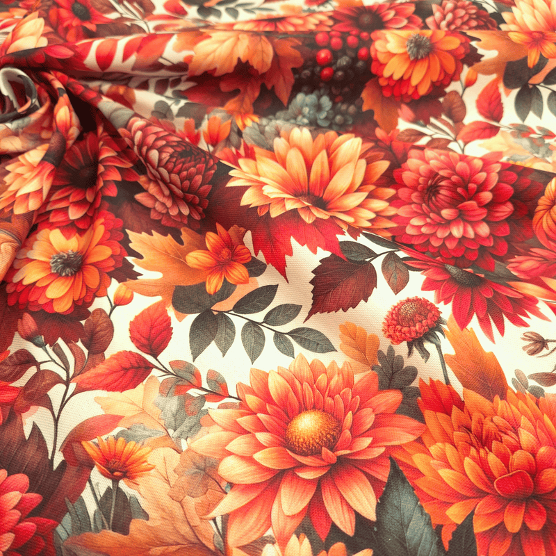 Cotone Fondo Panama Stampa Digitale H 280 cm - AUTUNNO FIORITO