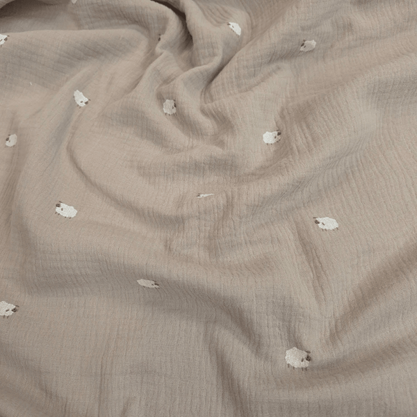 Mussola di Cotone Doppia Garza H 140 cm - PECORELLE/FANGO
