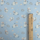 Piquet millerighe con stampa digitale H 150 cm - PECORELLE DOLCI SOGNI/AZZURRO