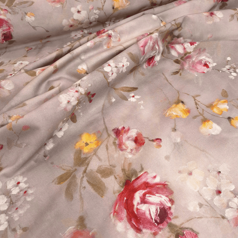 Cotone Fondo Panama Digital H 285 cm - DIPINTO DI ROSE
