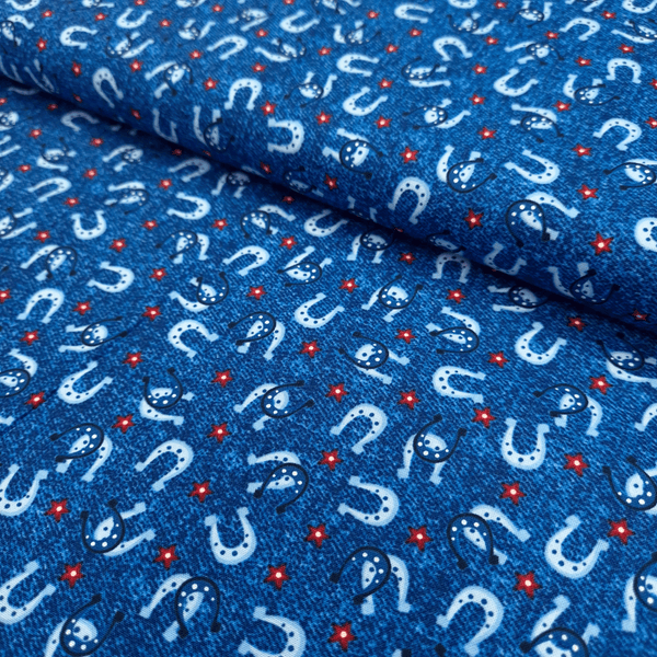 Cotone Americano H 110 cm - FERRO DI CAVALLO/BLU