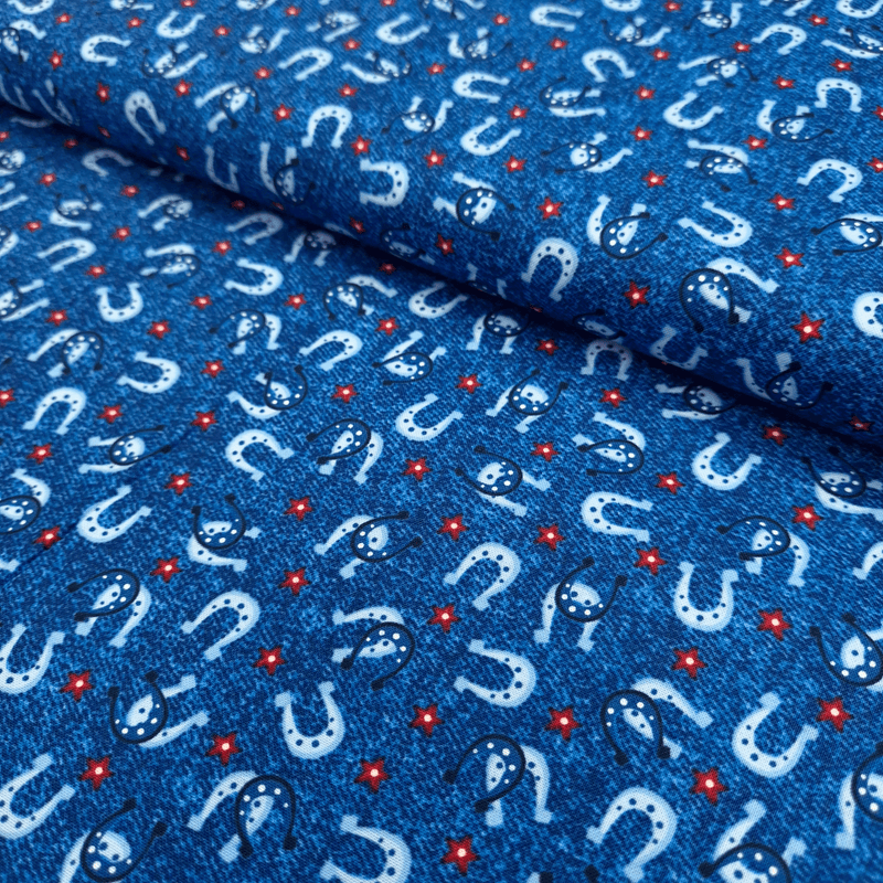 Cotone Americano H 110 cm - FERRO DI CAVALLO/BLU