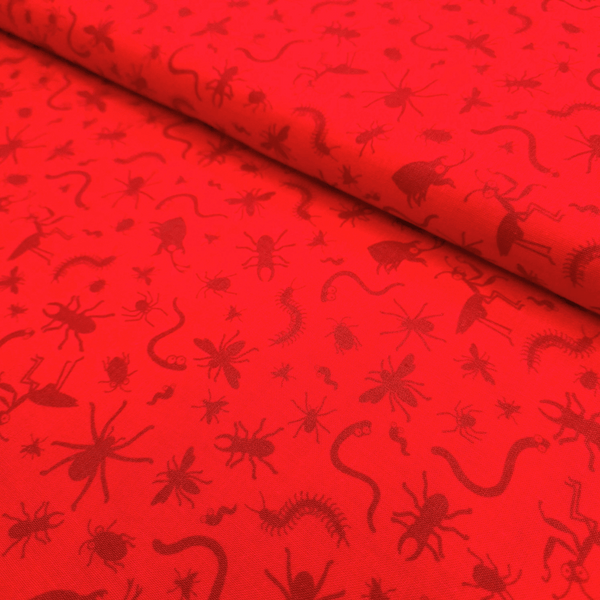 Cotone Americano H 110 cm - INSETTI/ROSSO