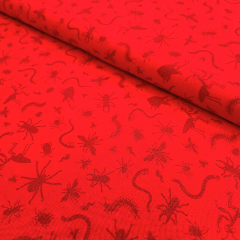 Cotone Americano H 110 cm - INSETTI/ROSSO