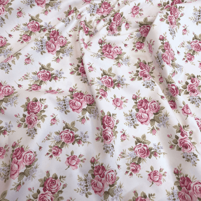 Cotone Fondo Panama H 280 cm - ROSELLINE/BIANCO