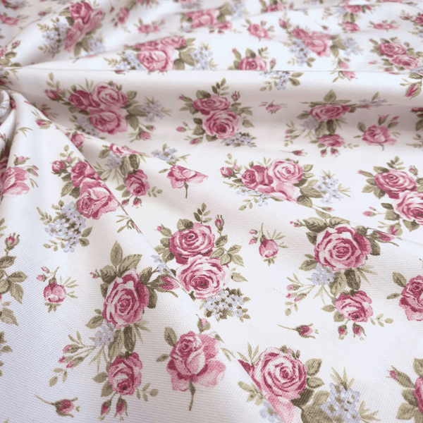 Cotone Fondo Panama H 280 cm - ROSELLINE/BIANCO