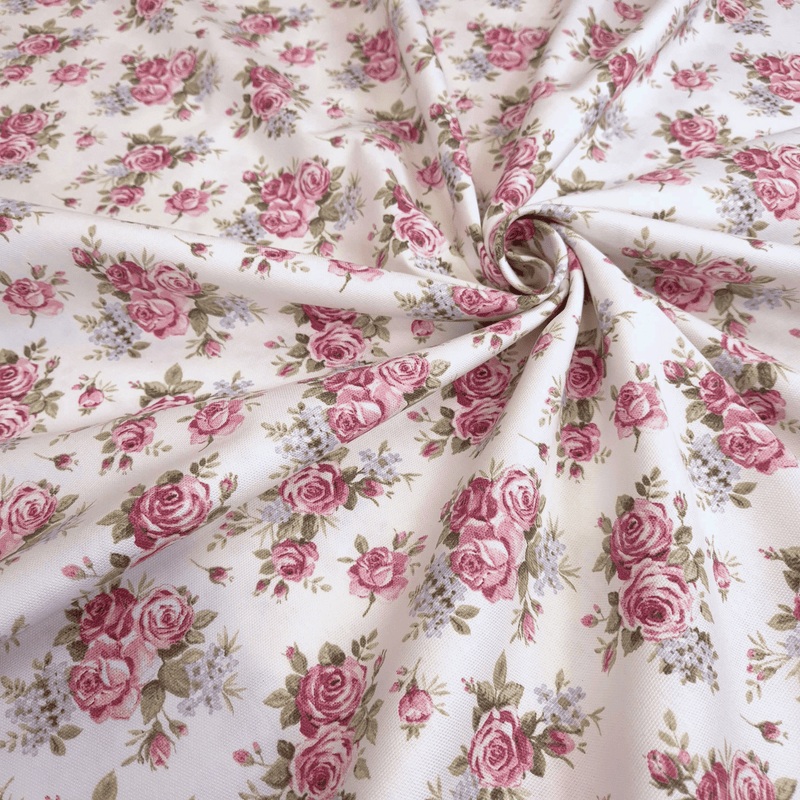 Cotone Fondo Panama H 280 cm - ROSELLINE/BIANCO