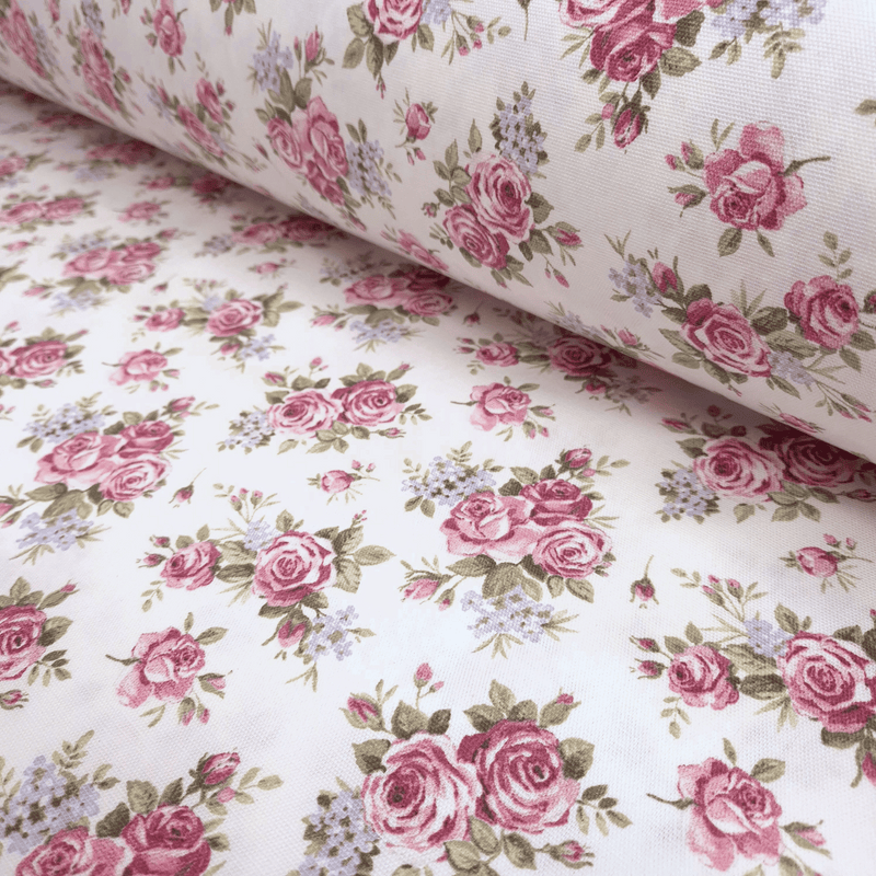 Cotone Fondo Panama H 280 cm - ROSELLINE/BIANCO