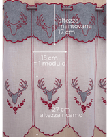 Tenda a vetro ricamata - CERVO GRIGIO/ROSSO