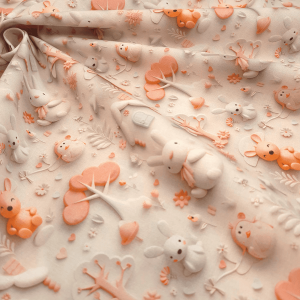Tissu Coton Digital H 150 cm - SWEET ELEPHANTS/BEIGE